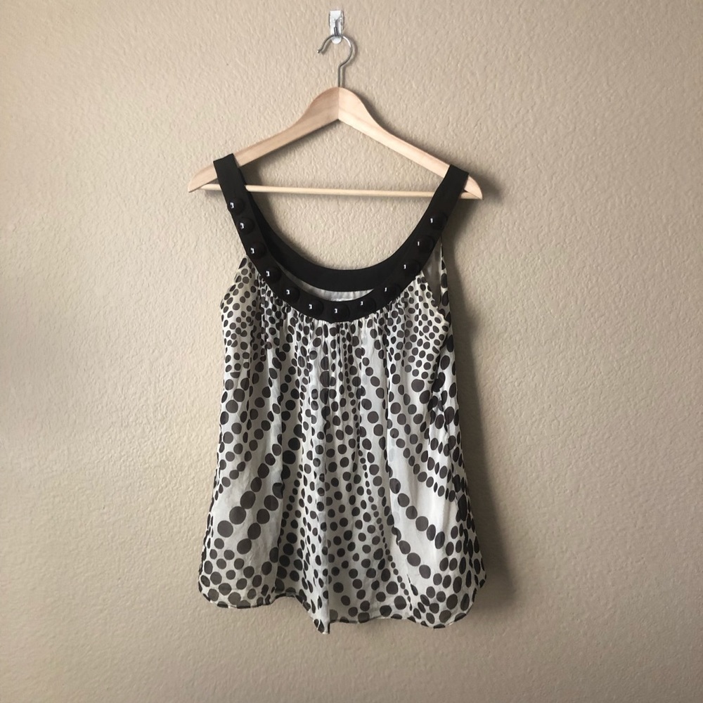 Milly chiffon silk sleeveless polka dot top